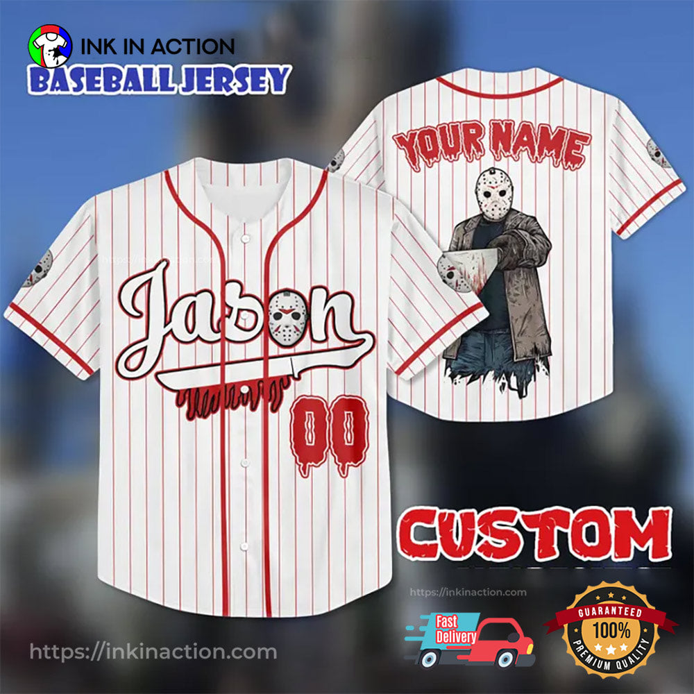 Custom Jason Voorhees Friday The 13th Baseball Jersey baseball jersey product view 1