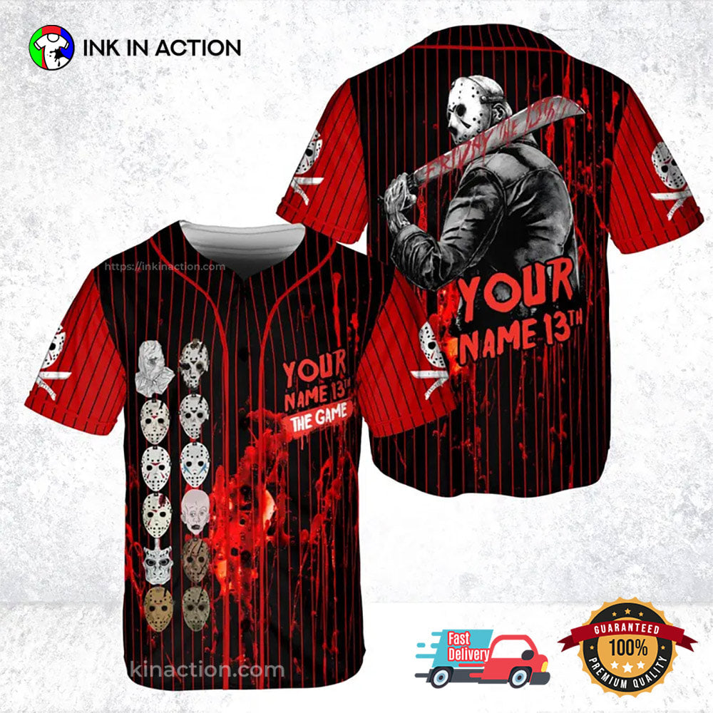 Custom Jason Voorhees Spooky Season Baseball Jersey baseball jersey product view 2