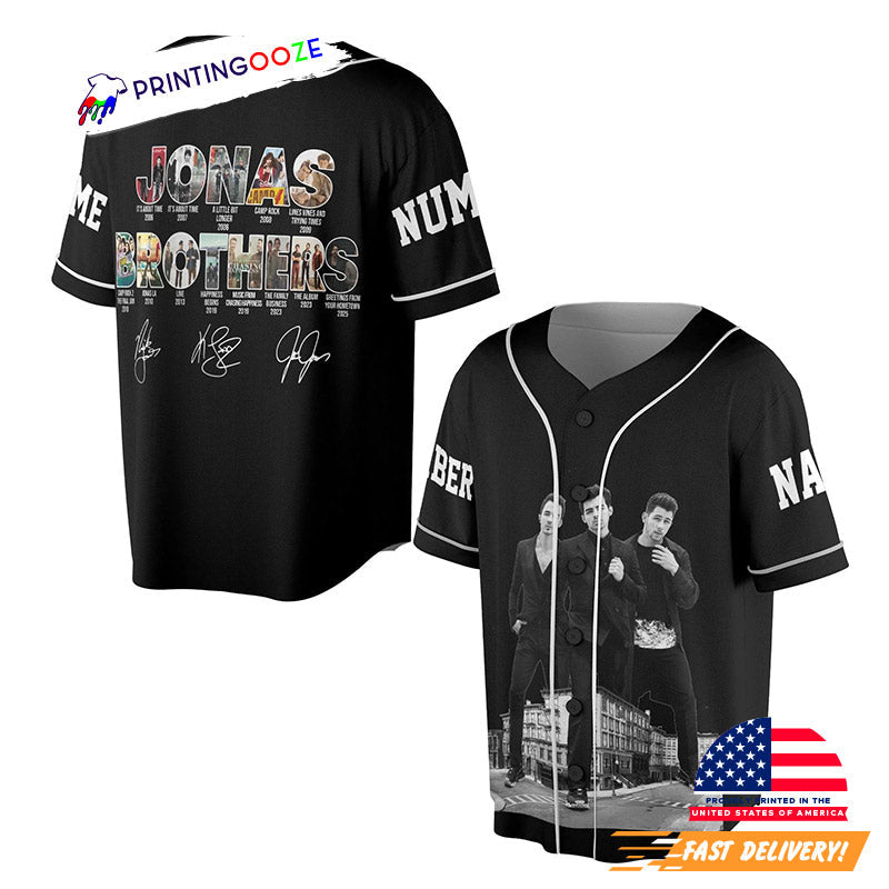 Custom Jonas Brothers Signature 2025 Concert Baseball Jersey baseball jersey product view 1