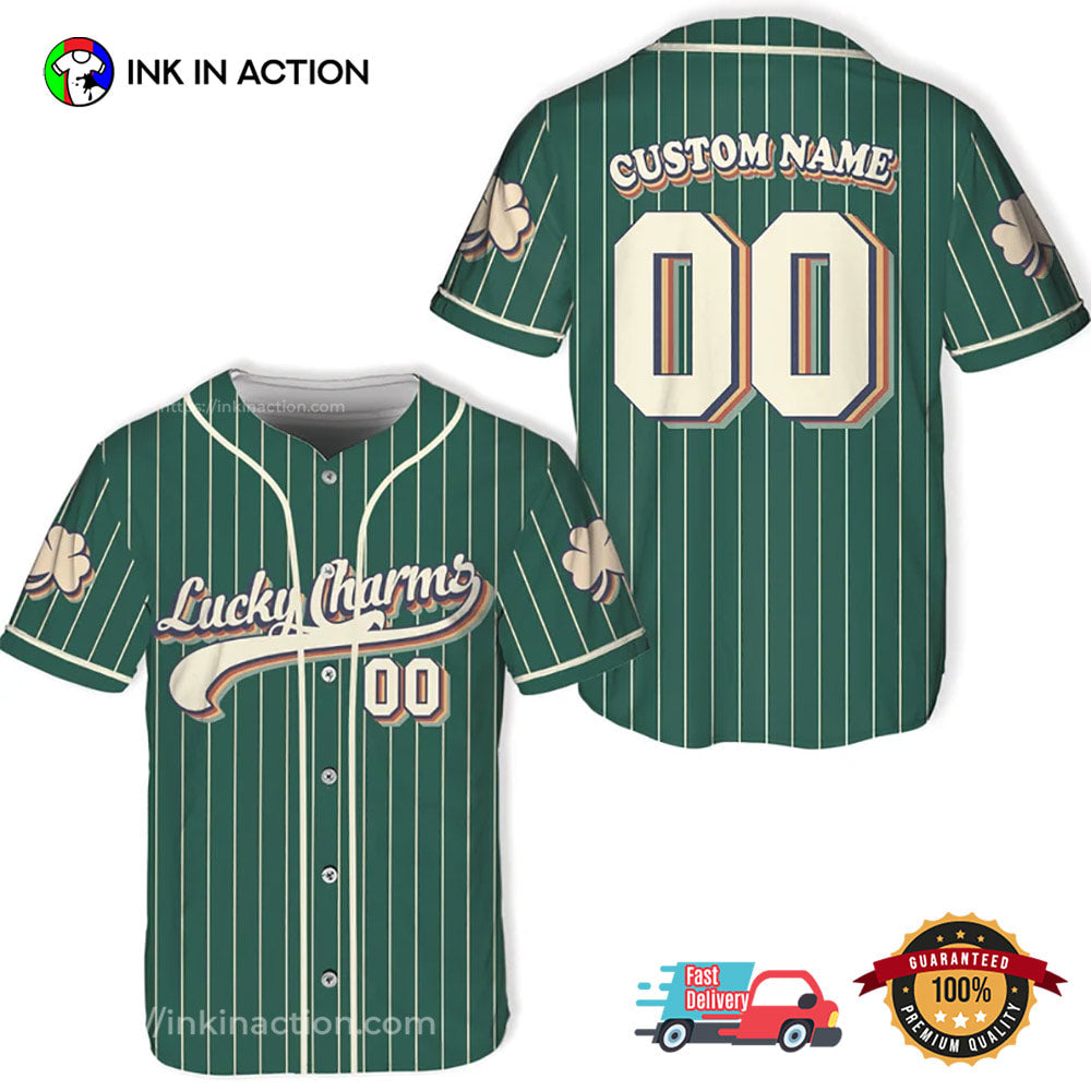 Custom Lucky Charms St Patrick’s Day Baseball Jersey baseball jersey product view 1