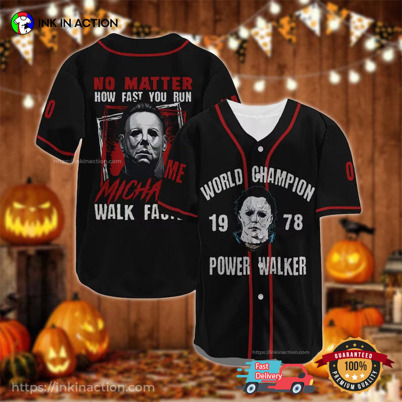 Custom Michael Myers World Champion 1978 Power Walker Baseball Jersey baseball jersey product view 1
