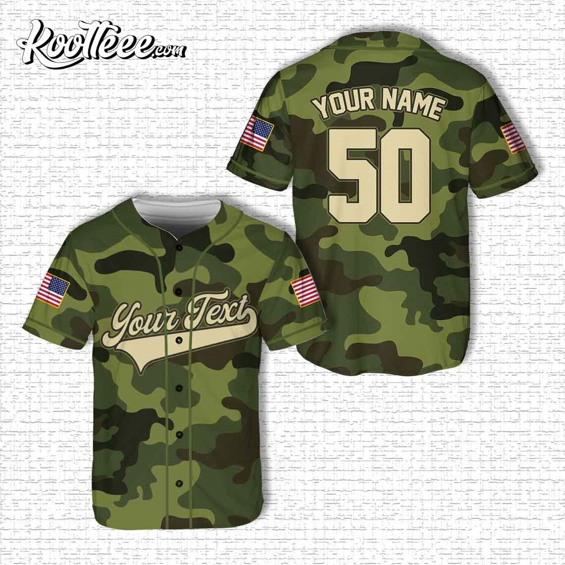 Custom Military Camouflage Pattern Baseball Jersey baseball jersey product view 1