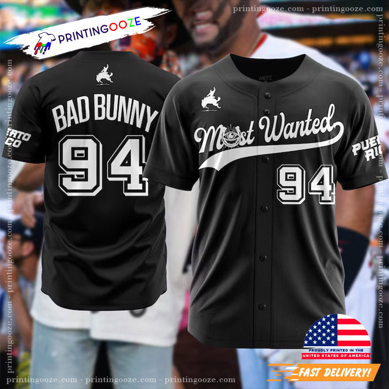 Custom Most Wanted Tour Bad Bunny Baseball Jersey baseball jersey product view 1