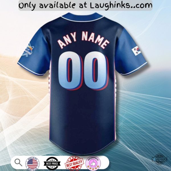 Custom Name 2025 La Dodgers Korean Heritage Night Baseball Jersey Shirt Giveaway baseball jersey product view 1
