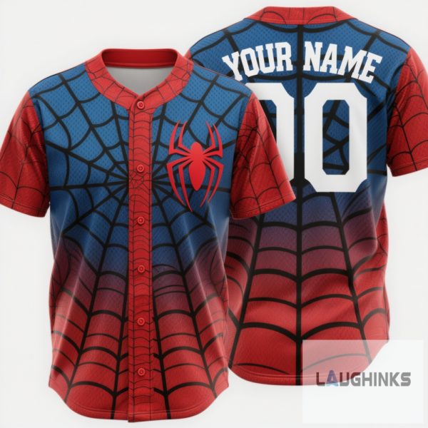 Custom Name And Number Spiderman Baseball Jersey Shirt baseball jersey product view 1