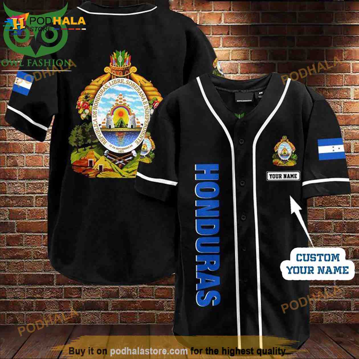 Custom Name Honduras 3D Baseball Jersey Shirt baseball jersey product view 1
