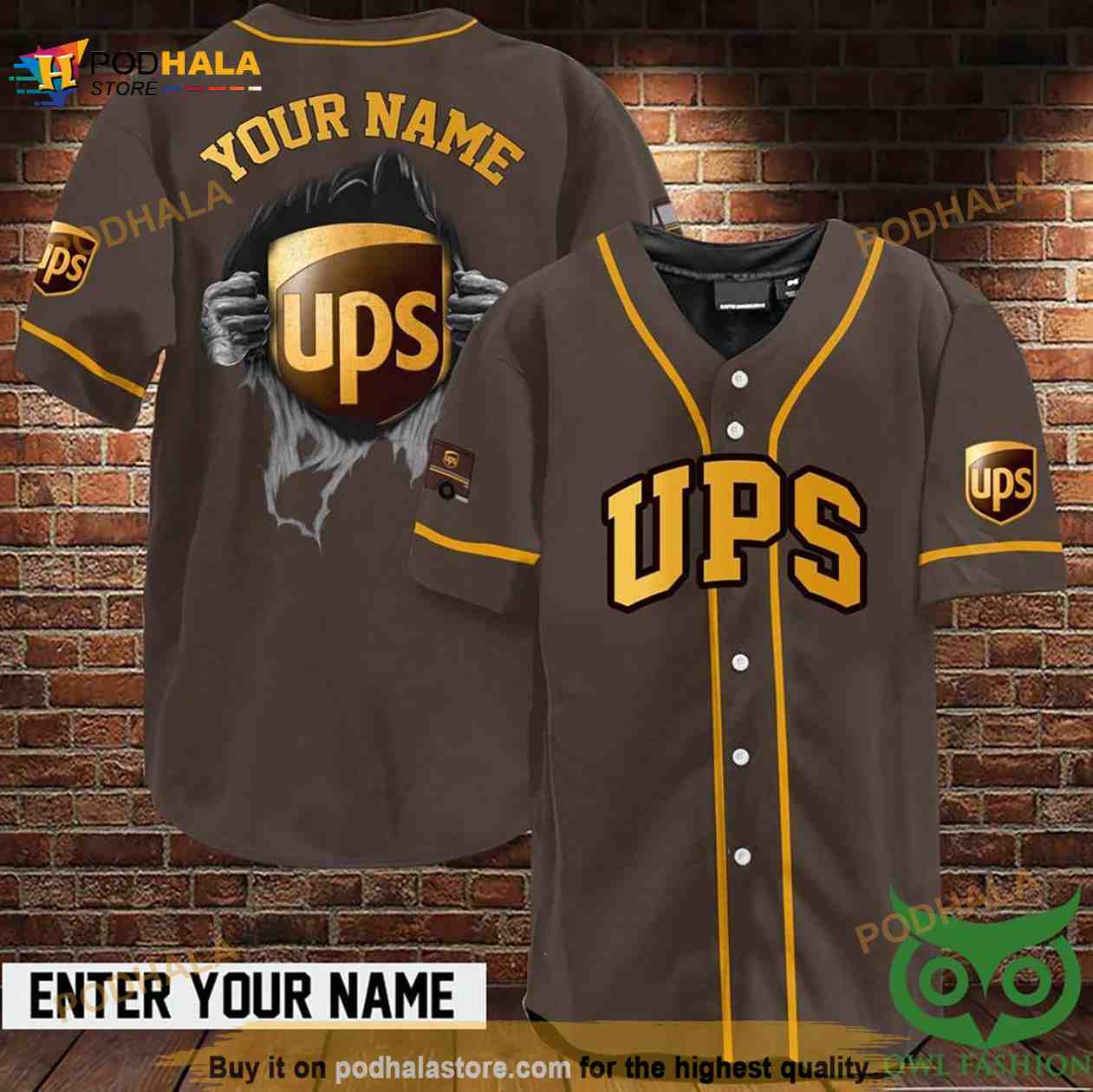 Custom Name Parcel Yellow And Brown 3D Baseball Jersey Shirt baseball jersey product view 1
