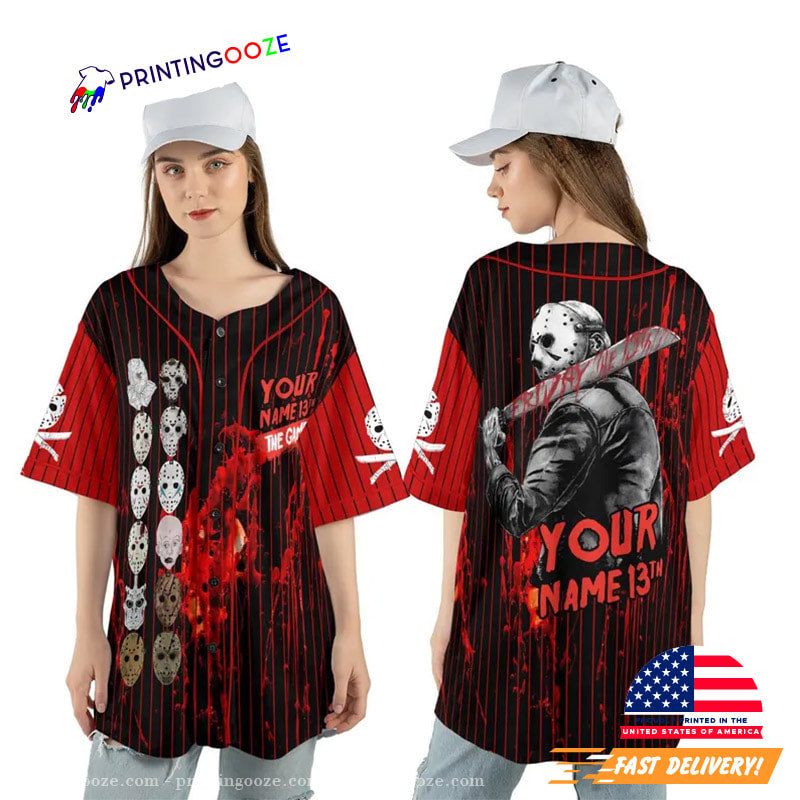 Custom Name Friday 13th Jason Voorhees The Game Baseball Jersey baseball jersey product view 1