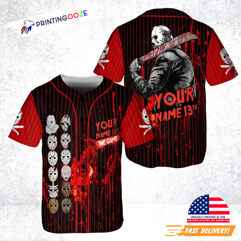 Custom Name Friday 13th Jason Voorhees The Game Baseball Jersey baseball jersey product view 2