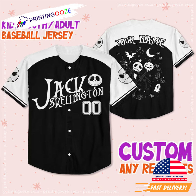 Custom Nightmare Before Jack Skellington Baseball Jersey baseball jersey product view 2