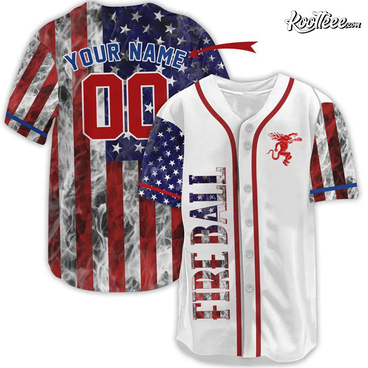 Custom Patriot Fireball Whiskey Baseball Jersey baseball jersey product view 1
