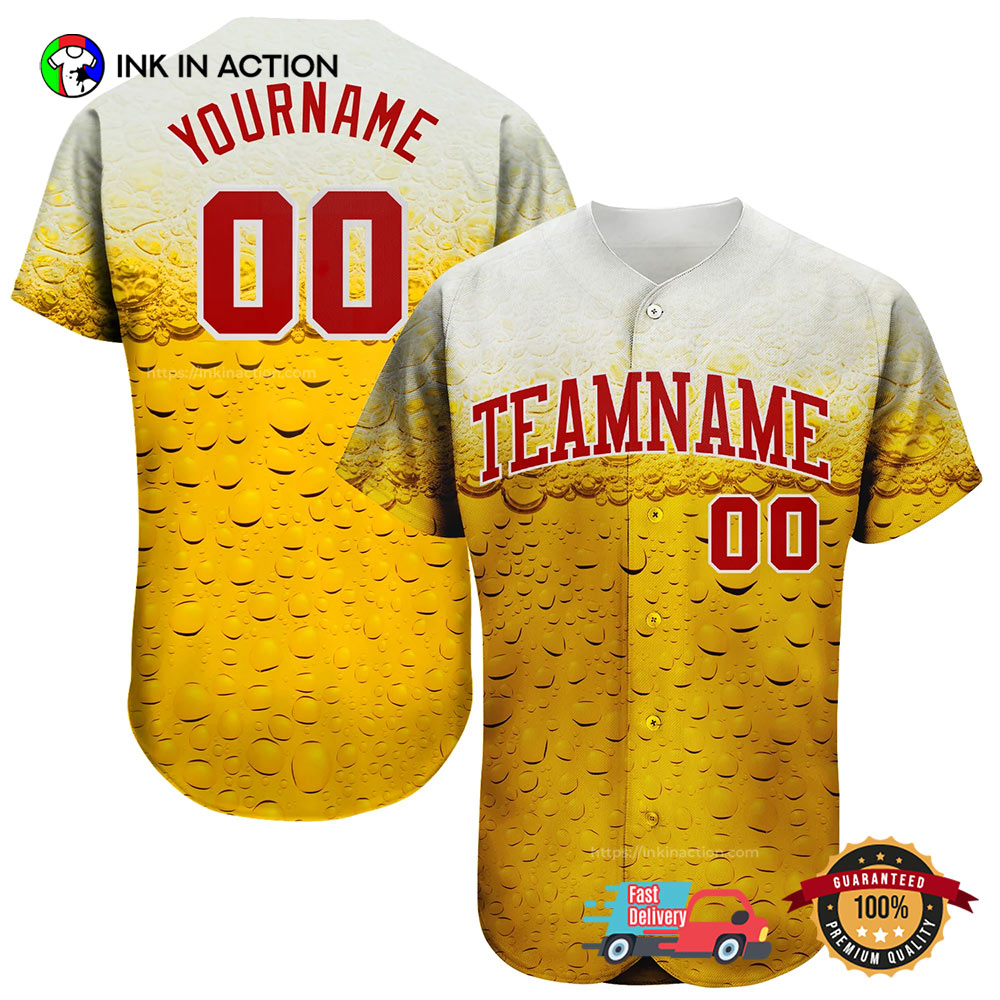 Custom Pattern Design Bubble Of Beer Baseball Jersey baseball jersey product view 1
