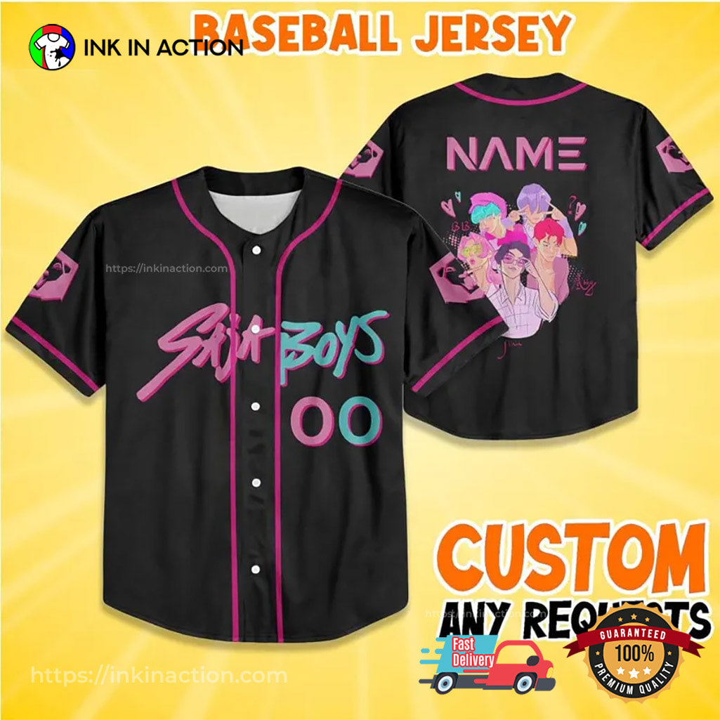 Custom Saja Boy Fans Black Baseball Jersey baseball jersey product view 1
