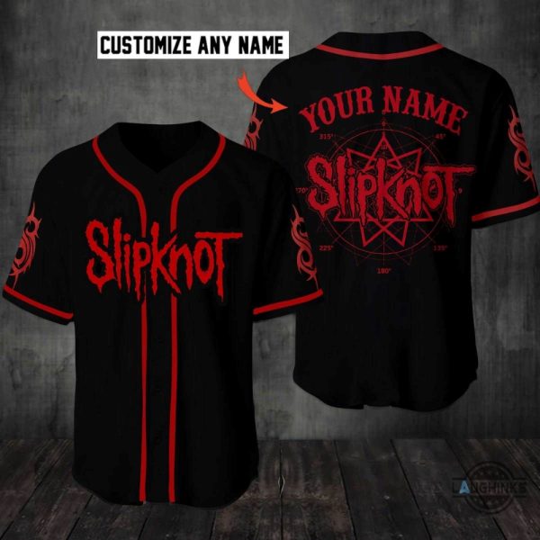 Custom Slipknot Baseball Jersey Shirt Red And Black NEW baseball jersey product view 1