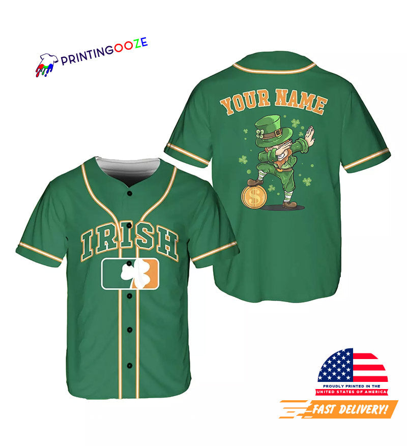 Custom St. Patrick’s Day Baseball Jersey baseball jersey product view 1