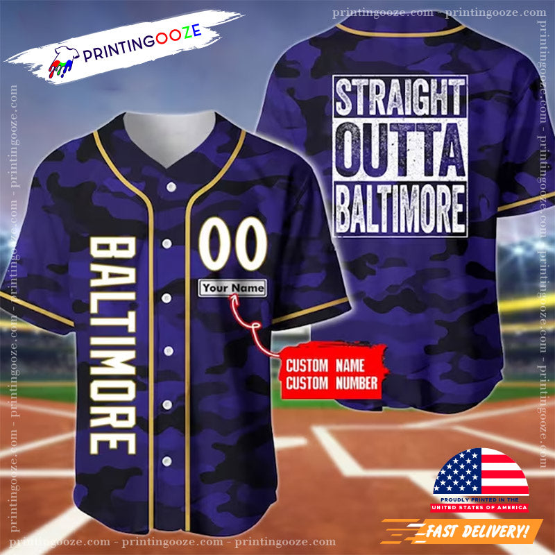 Custom Straight Outta Baltimore Baseball Jersey baseball jersey product view 1