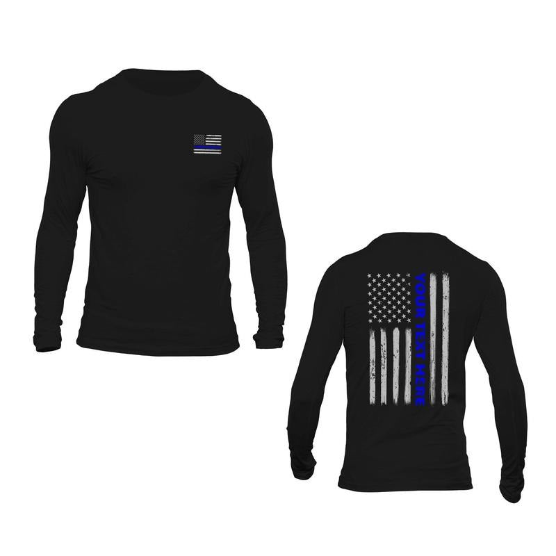 Custom Text Personalized Police Thin Blue Flag Casual - Adult & Kids T-Shirts, Sweatshirts & Hoodies apparel design preview 1