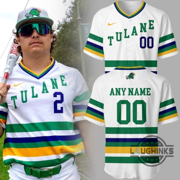 Custom Tulane Mardi Gras Baseball Jersey baseball jersey product view 1