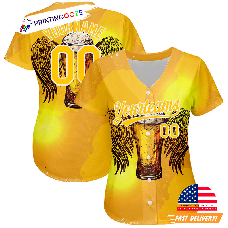Custom Beer Drinking Day Baseball Jersey baseball jersey product view 1