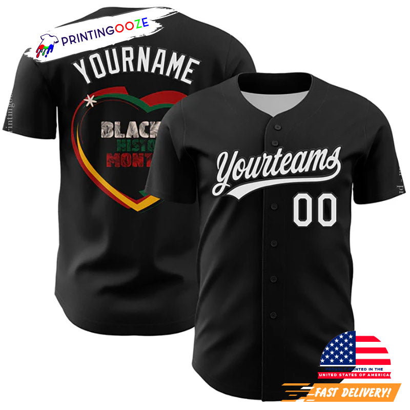 Custom Black History Month People Baseball Jersey baseball jersey product view 1