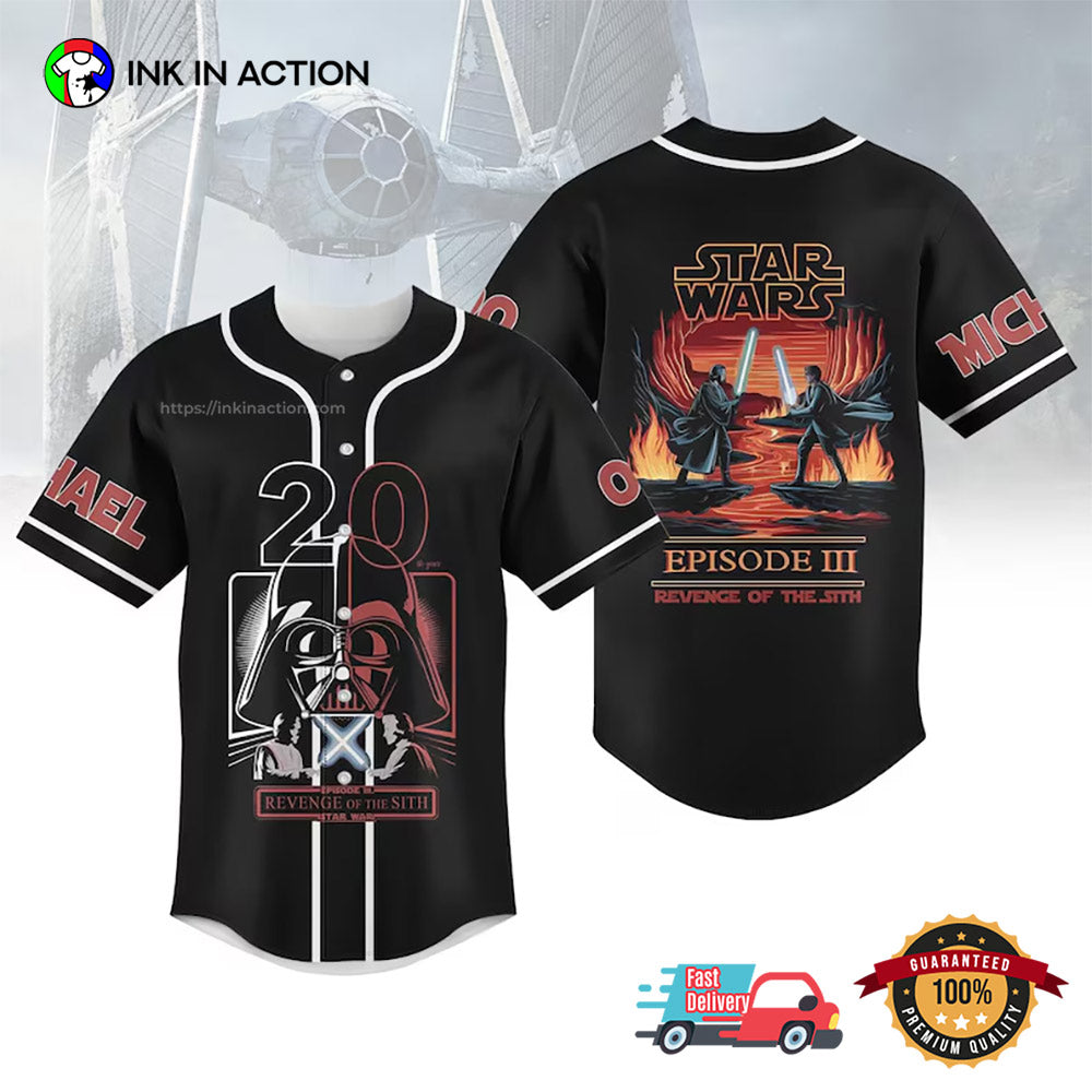 Customize Revenge Of The Sith 20th Anniversary Baseball Jersey baseball jersey product view 2