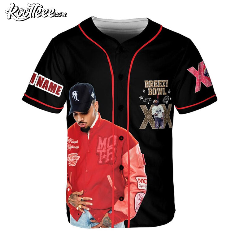Customized Retro Chris Brown Breezy Bowl XX Baseball Jersey baseball jersey product view 2