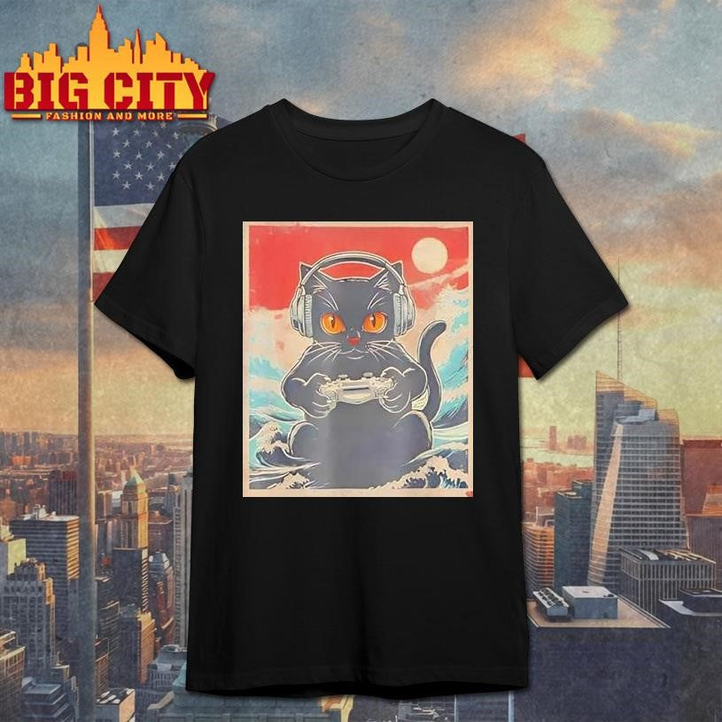 Cute Anime Gamer Kawaii Cat Japanese Gaming Shirt Unisex T-shirt, Sweatshirt, Hoodie, Long Sleeve Tee - T-Shirt, Sweatshirt, Hoodie