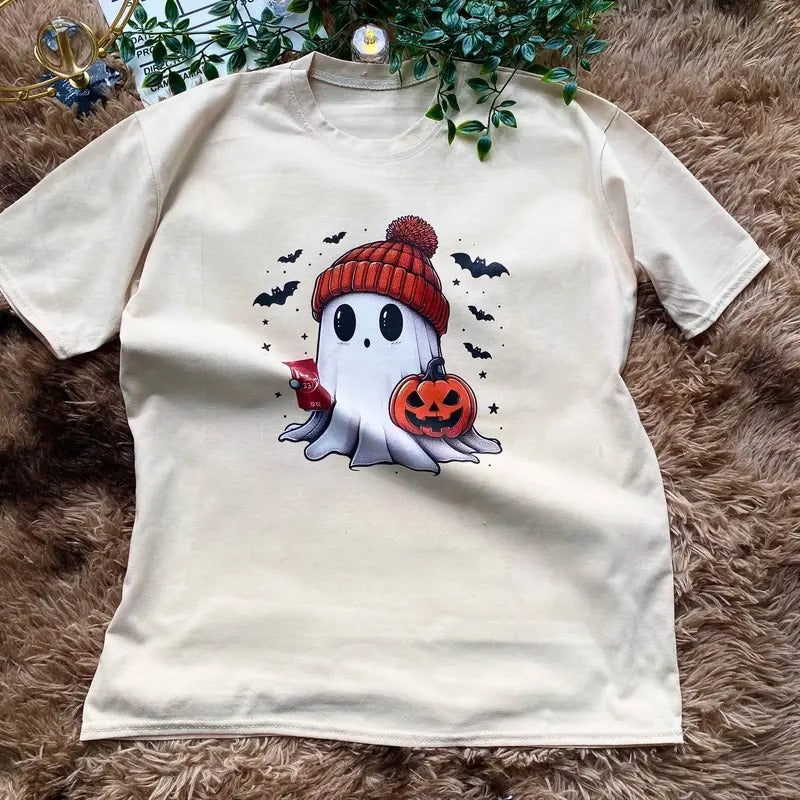 Cute Boo Ghost Reading Books Hallowen Fall Spooky - Adult & Kids T-Shirts, Sweatshirts & Hoodies apparel design preview 1