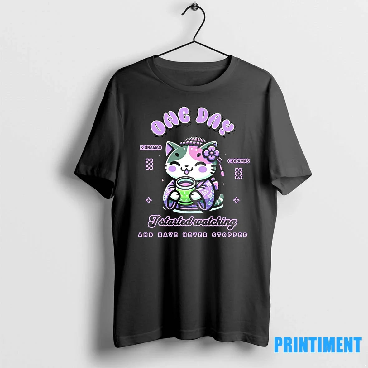 Cute Cat Watching K Dramas And C Dramas Tshirts Sweater Unisex T-shirt, Sweatshirt, Hoodie, Long Sleeve Tee - T-Shirt, Sweatshirt, Hoodie