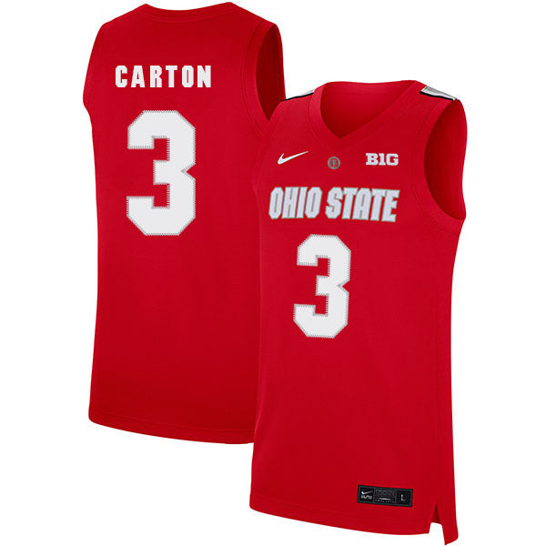 D.J. Carton 3 Scarlet College Football Jersey football jersey product view 1