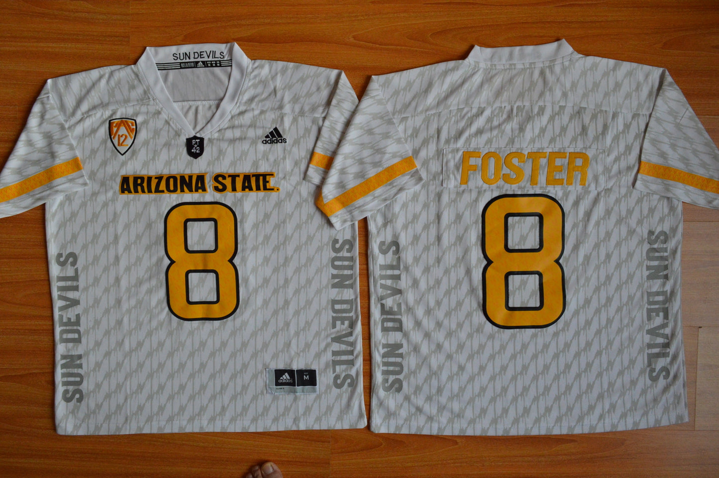 D.J. Foster 8 White College Football Jersey football jersey product view 1