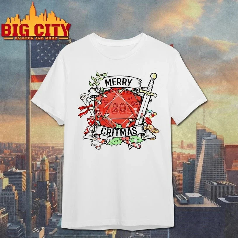 D20 Dungeons Dragons Merry Critmas shirt Unisex T-shirt, Sweatshirt, Hoodie, Long Sleeve Tee - T-Shirt, Sweatshirt, Hoodie