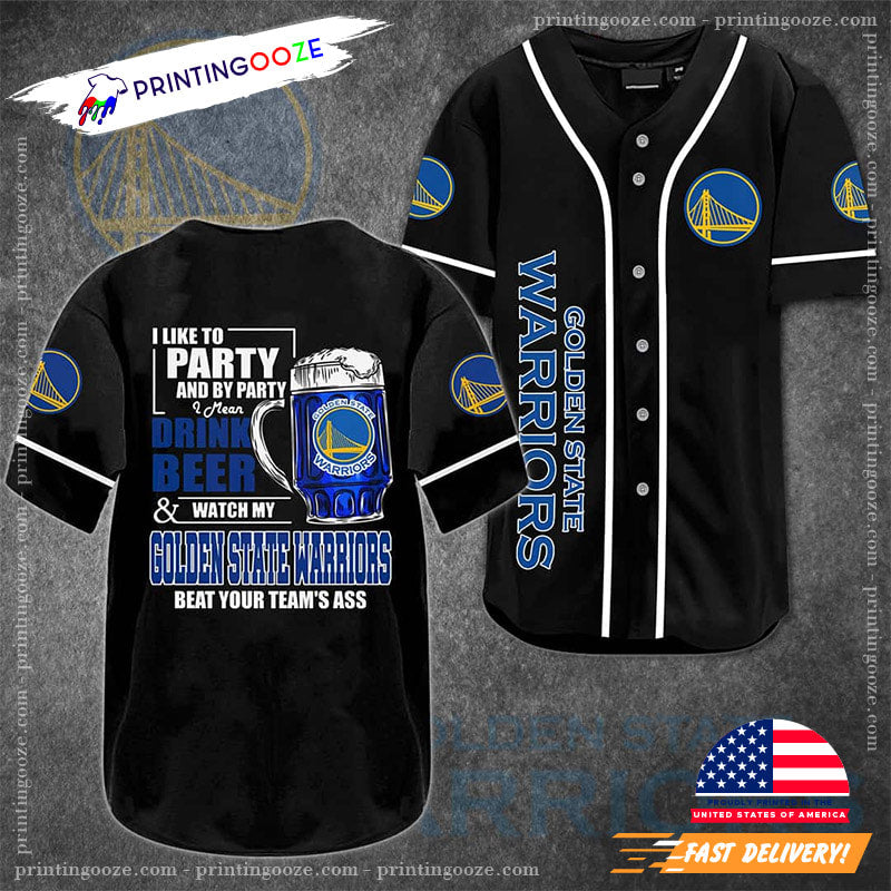 Drink Beer And Watch Golden State Warriors Baseball Jersey baseball jersey product view 1