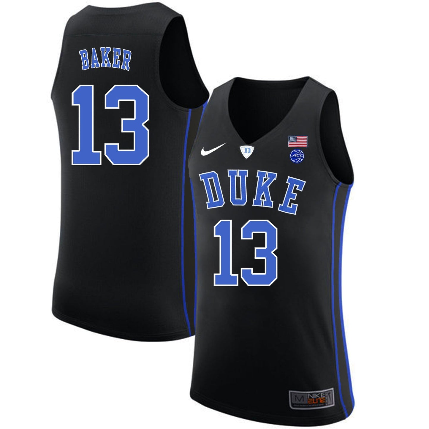 DUKE Joey Baker 13 Black College Football Jersey football jersey product view 1