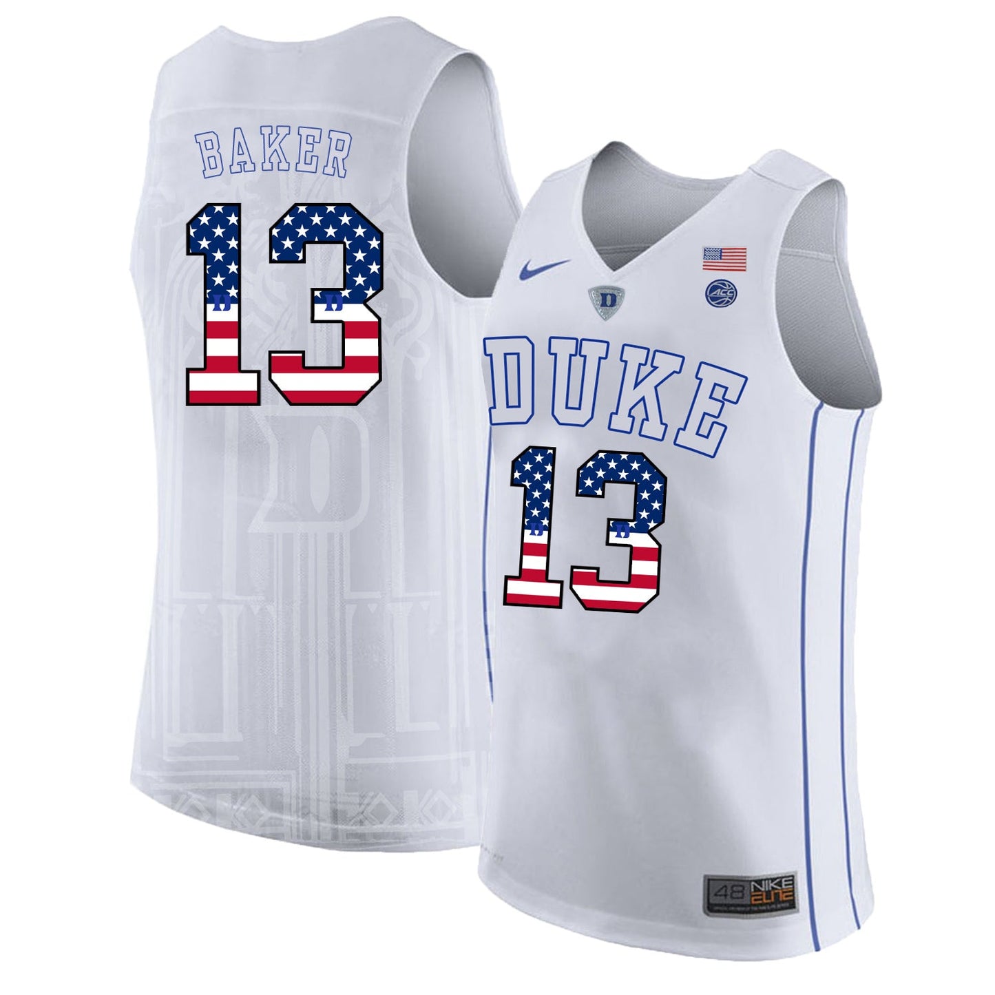 DUKE Joey Baker 13 White College Football Jersey football jersey product view 1