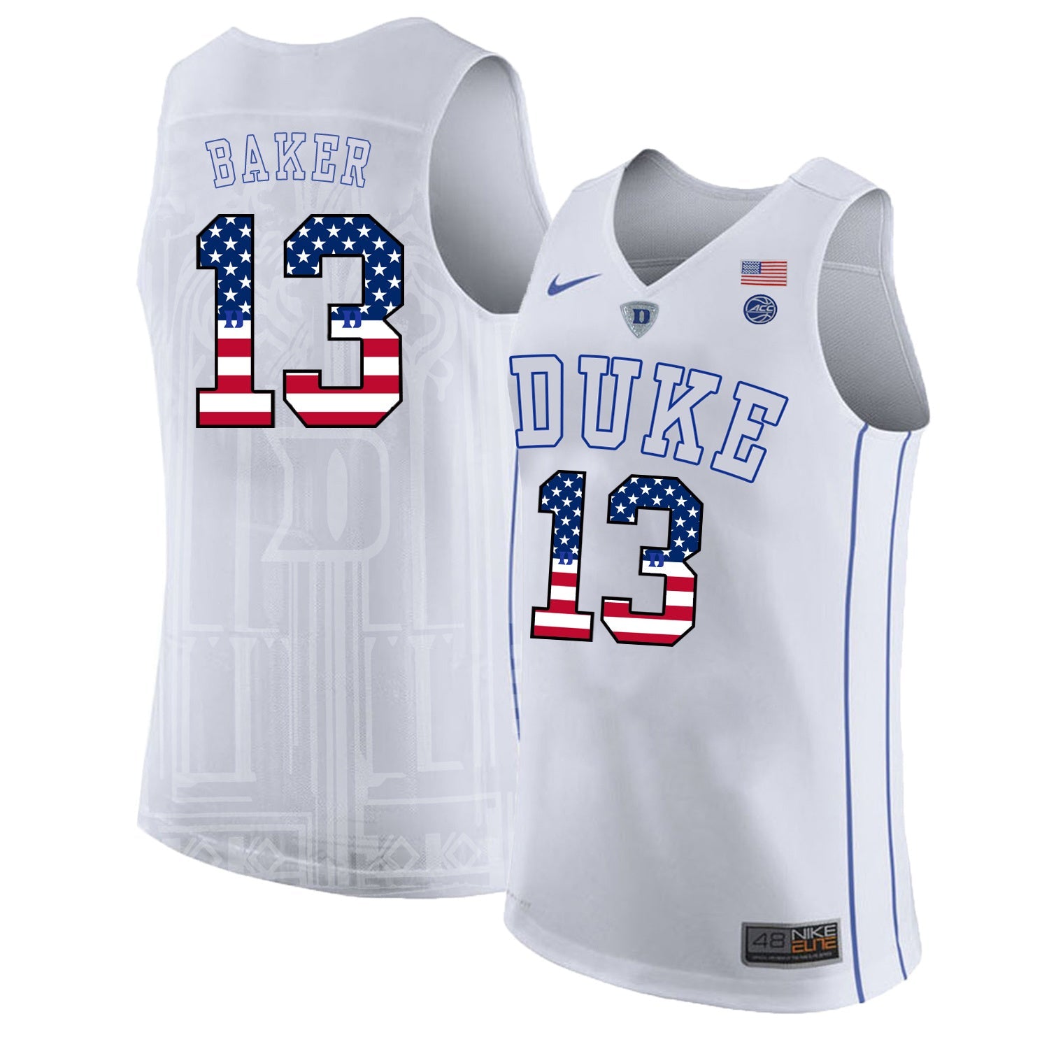 DUKE Joey Baker 13 White College Football Jersey football jersey product view 1