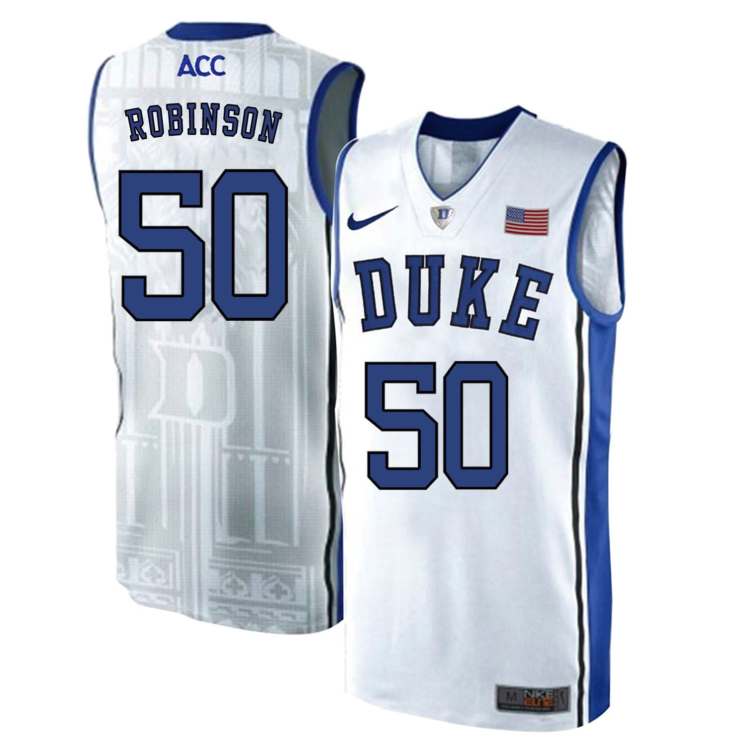 DUKE Justin Robinson 50 White Elite College Football Jersey football jersey product view 1
