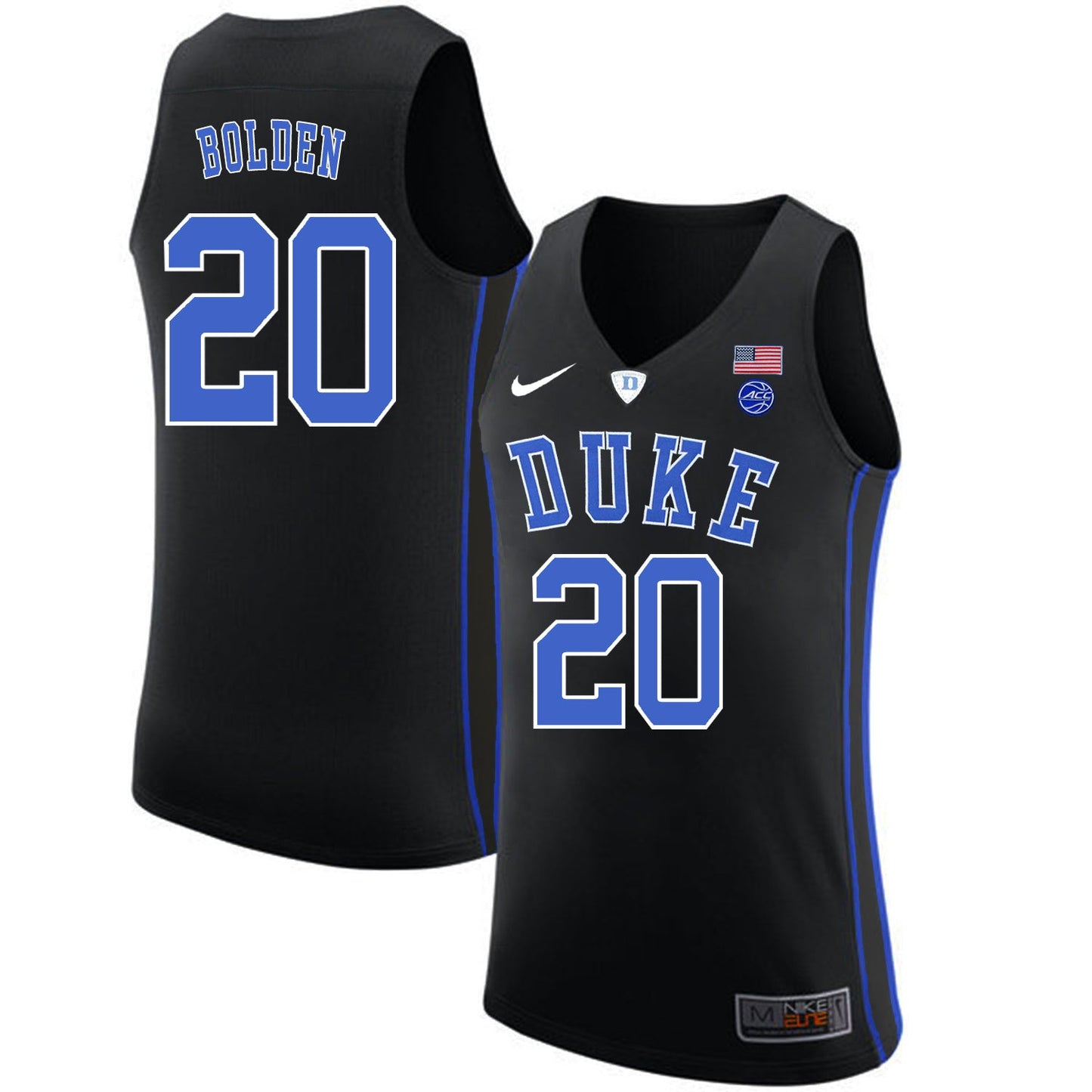 DUKE Marques Bolden 20 Black College Football Jersey football jersey product view 1