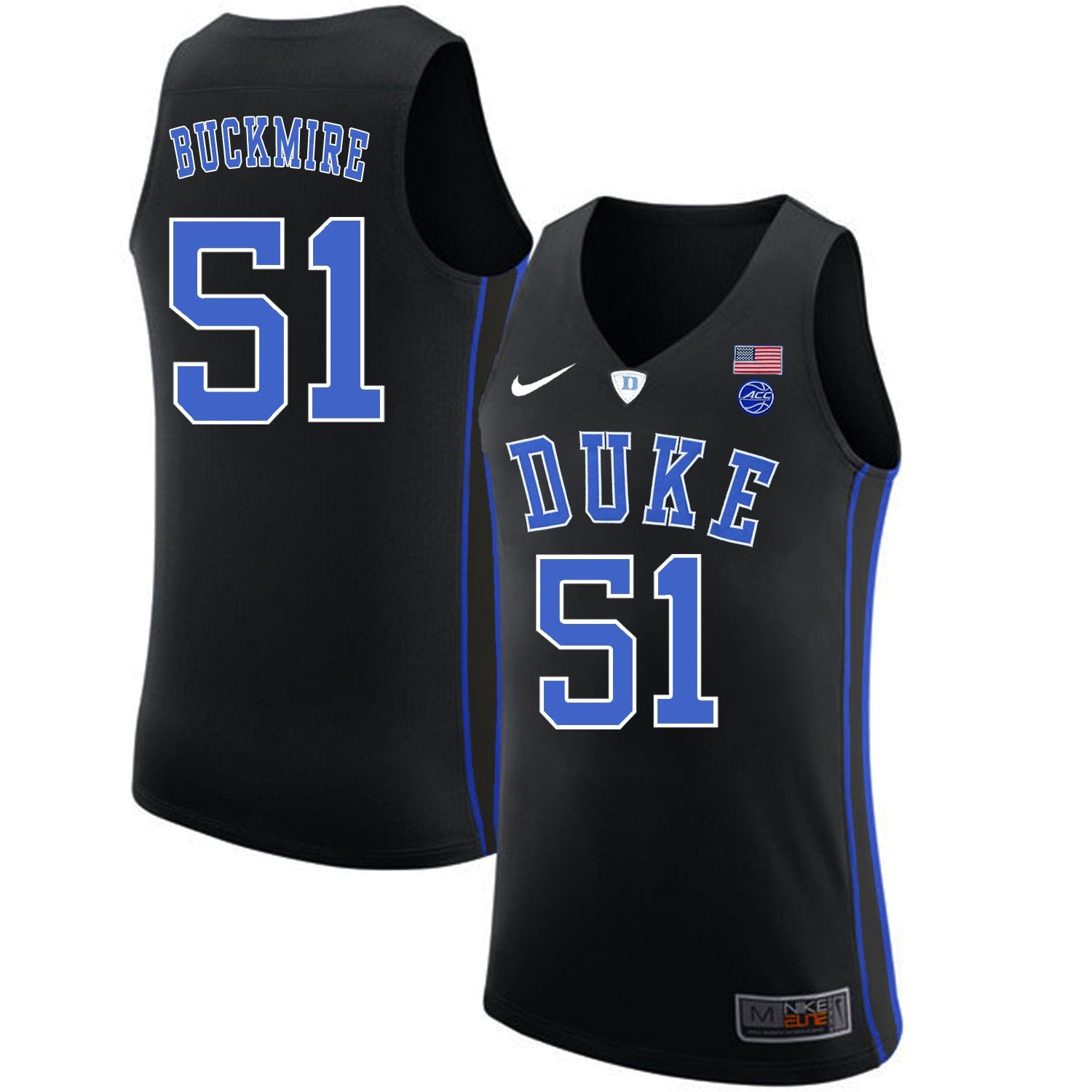 DUKE Mike Buckmire 51 Black College Football Jersey football jersey product view 1