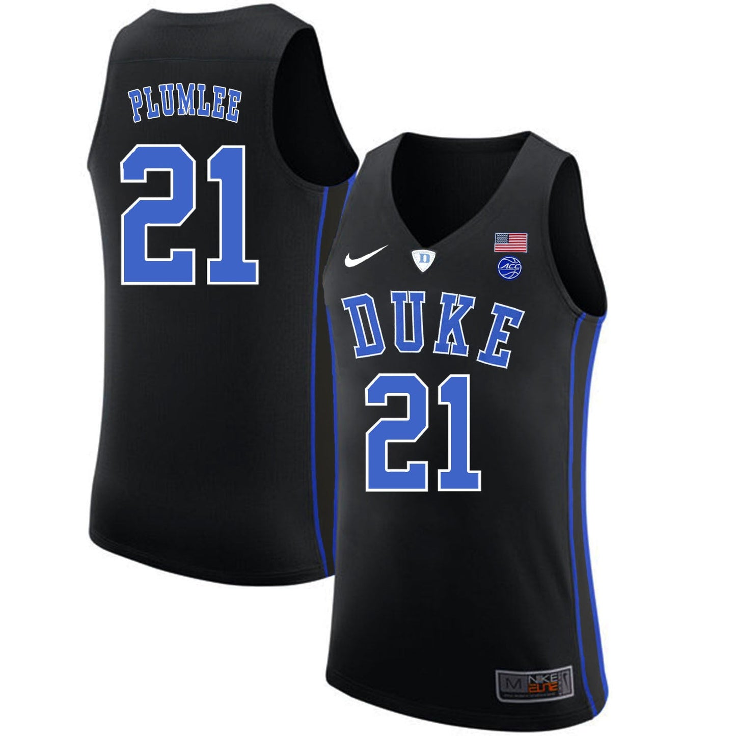 DUKE Miles Plumlee 21 Black College Football Jersey football jersey product view 1