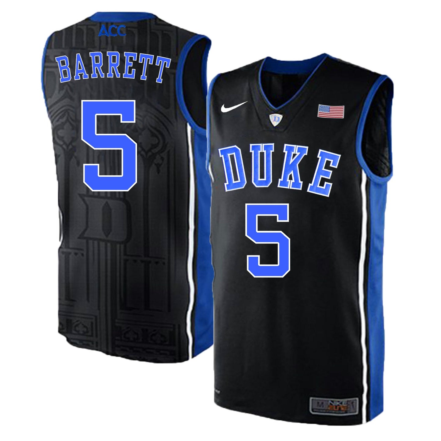 DUKE RJ Barrett 5 Black Elite College Football Jersey football jersey product view 1