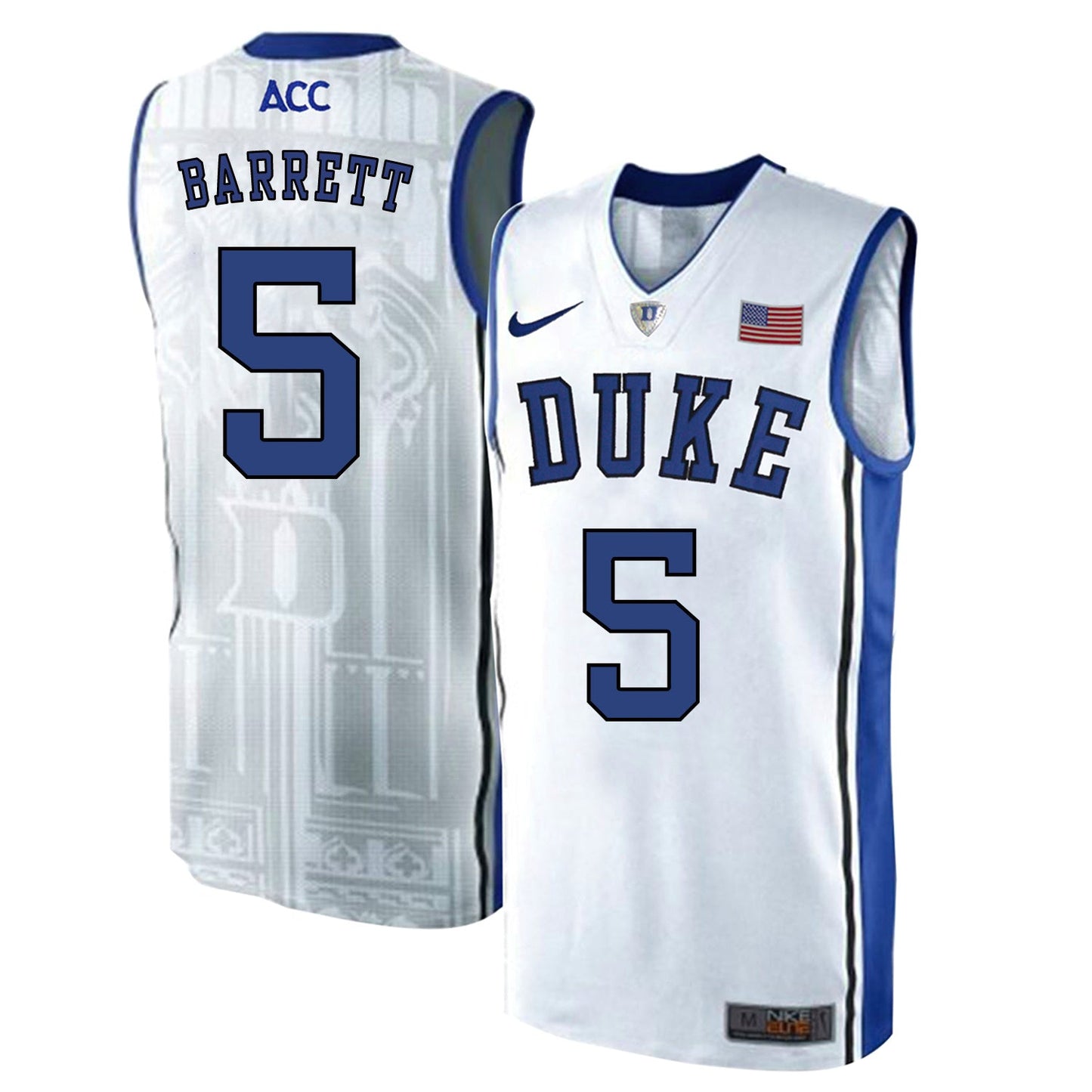 DUKE RJ Barrett 5 White Elite College Football Jersey football jersey product view 1