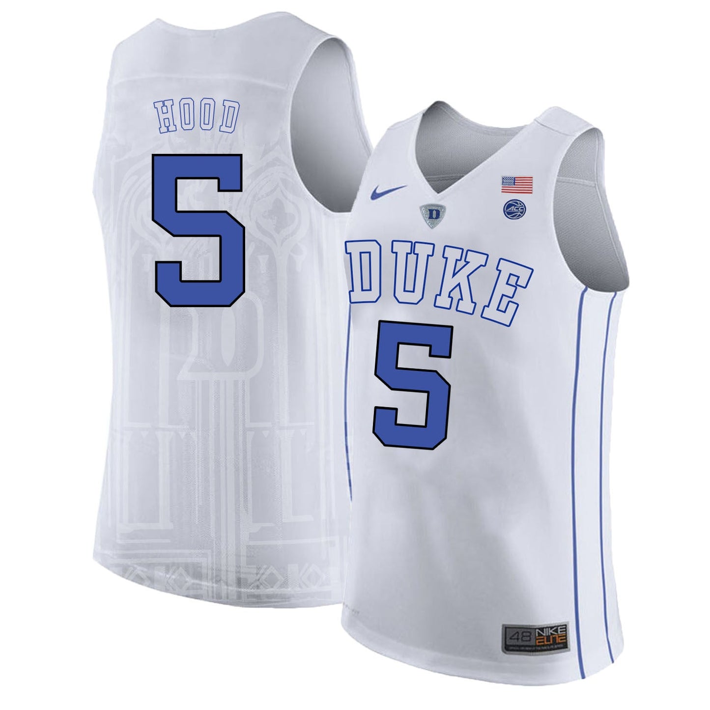 DUKE Rodney Hood 5 White College Football Jersey football jersey product view 1