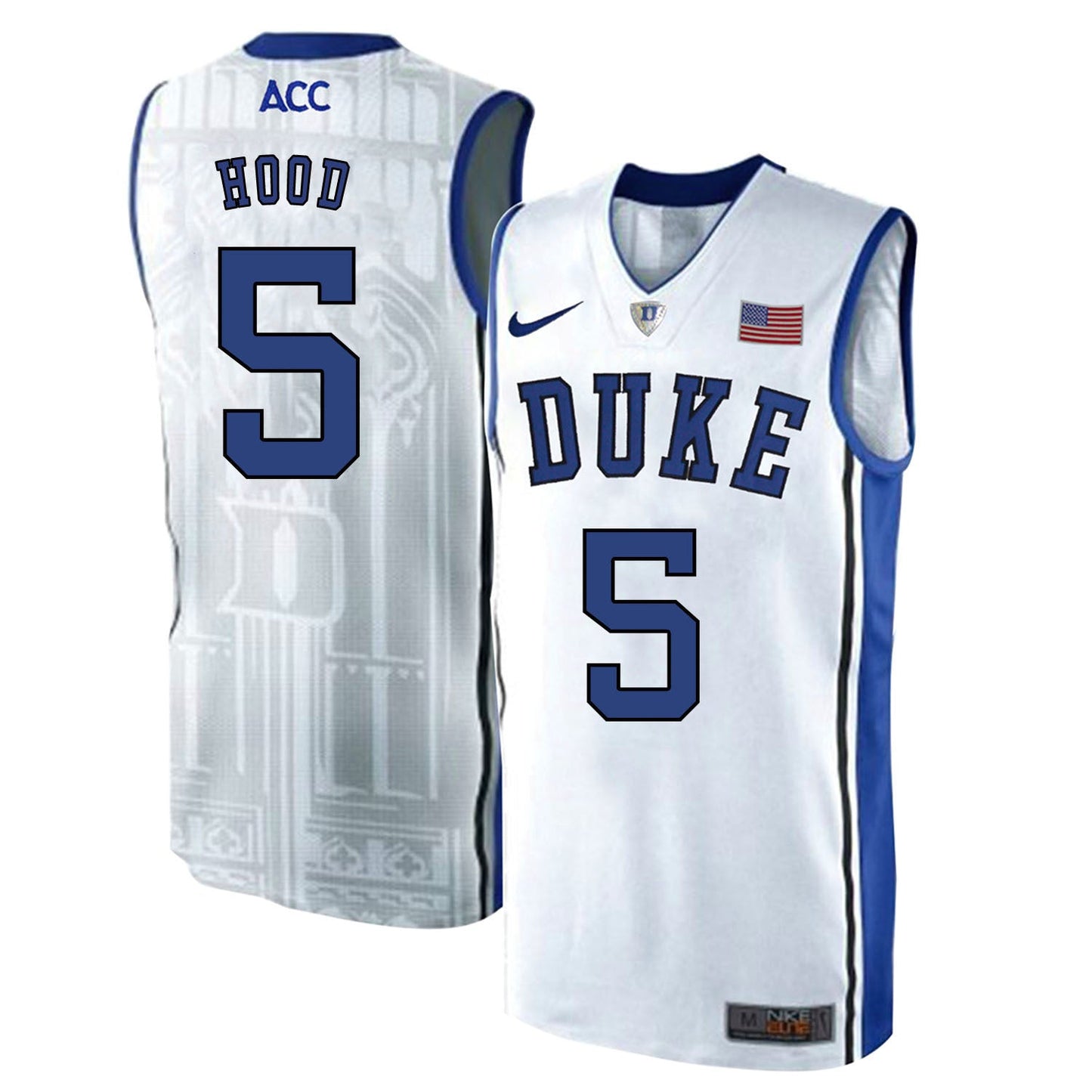 DUKE Rodney Hood 5 White Elite College Football Jersey football jersey product view 1