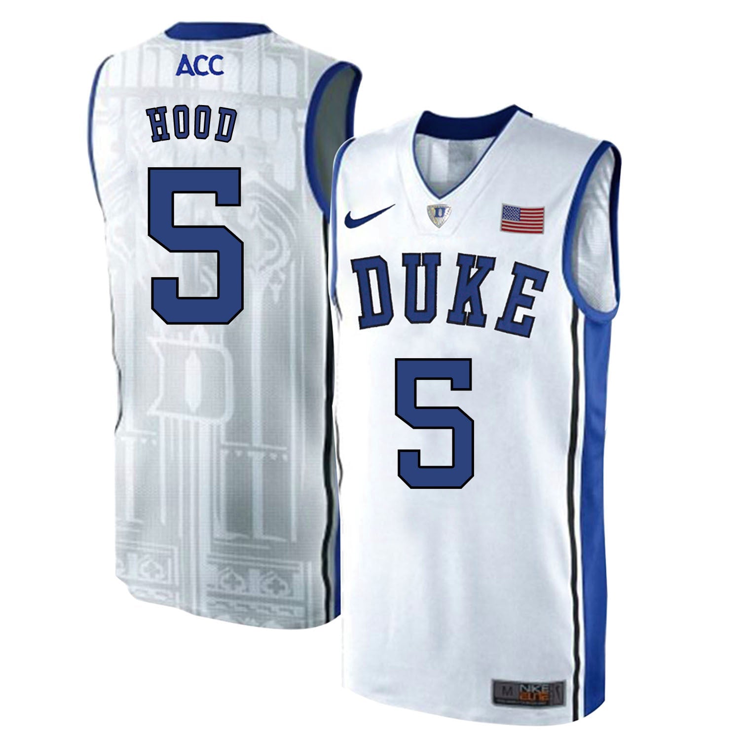 DUKE Rodney Hood 5 White Elite College Football Jersey football jersey product view 1