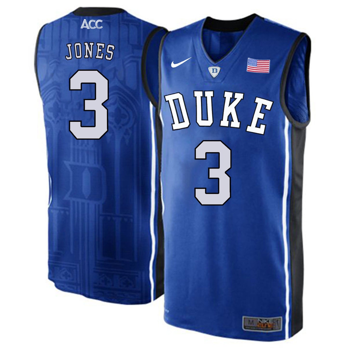 DUKE Tre Jones 3 Blue Elite College Football Jersey football jersey product view 1