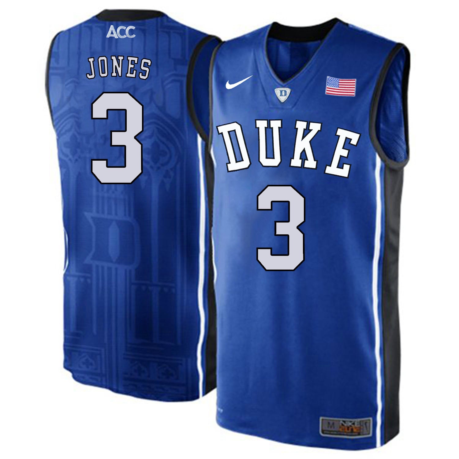 DUKE Tre Jones 3 Blue Elite College Football Jersey football jersey product view 1