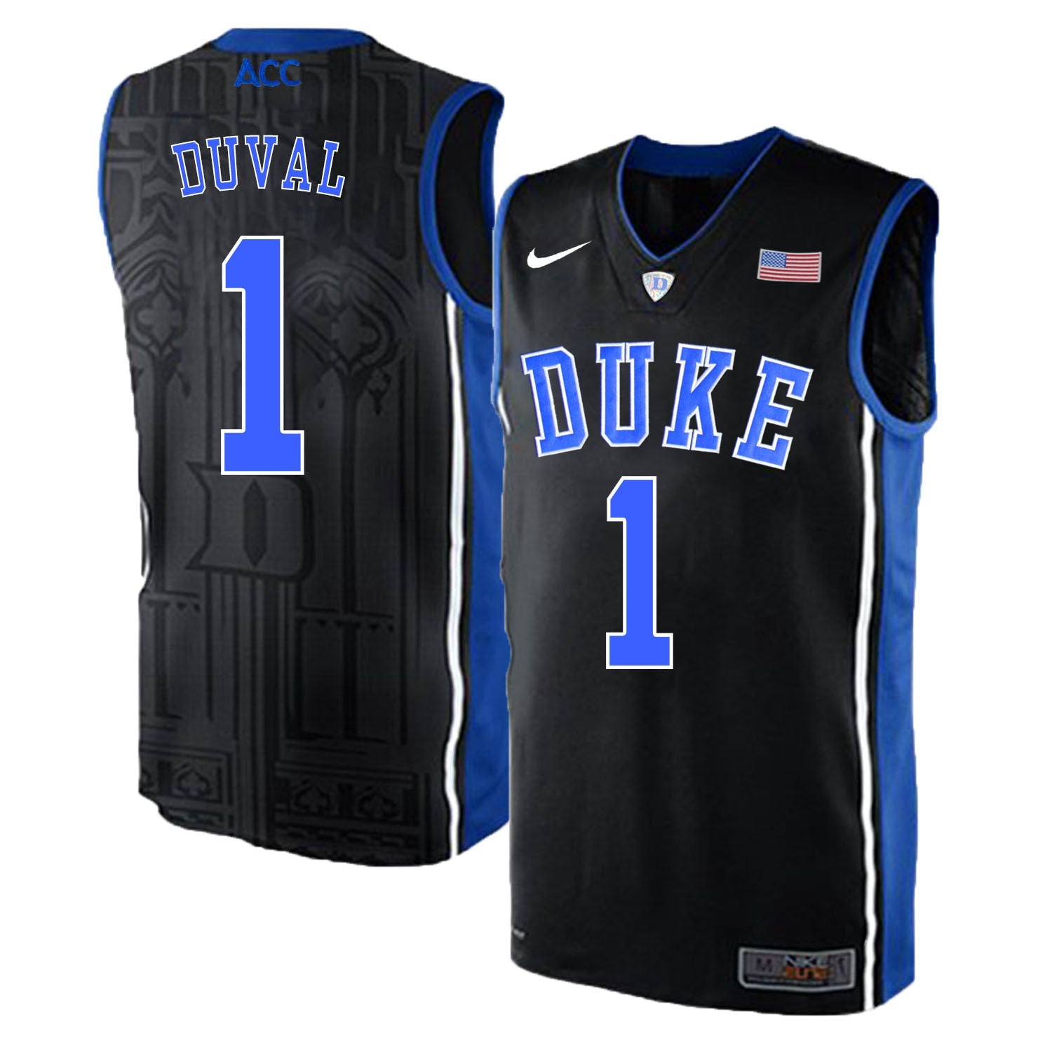 DUKE Trevon Duval 1 Black Elite College Football Jersey football jersey product view 1