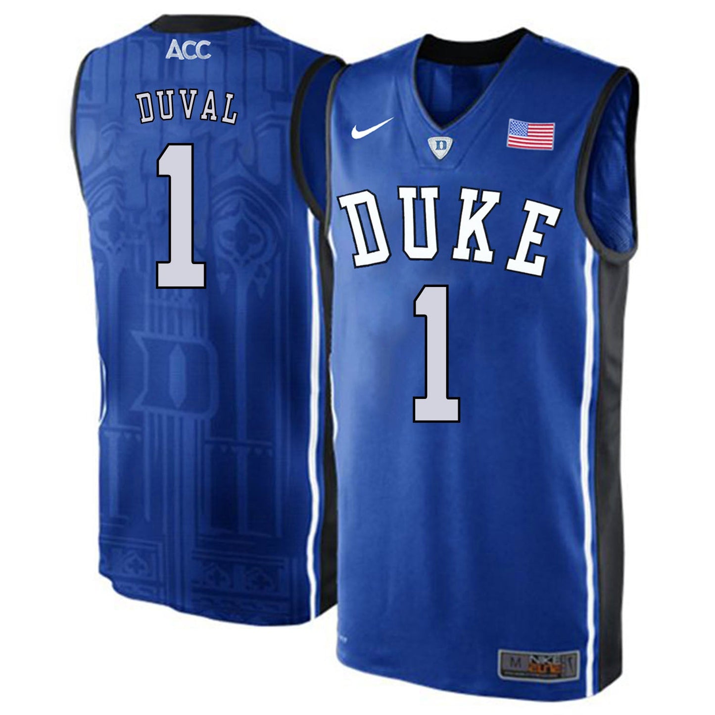 DUKE Trevon Duval 1 Blue Elite College Football Jersey football jersey product view 1