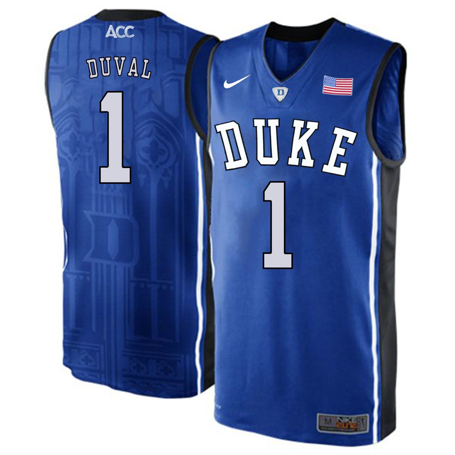 DUKE Trevon Duval 1 Blue Elite College Football Jersey football jersey product view 1